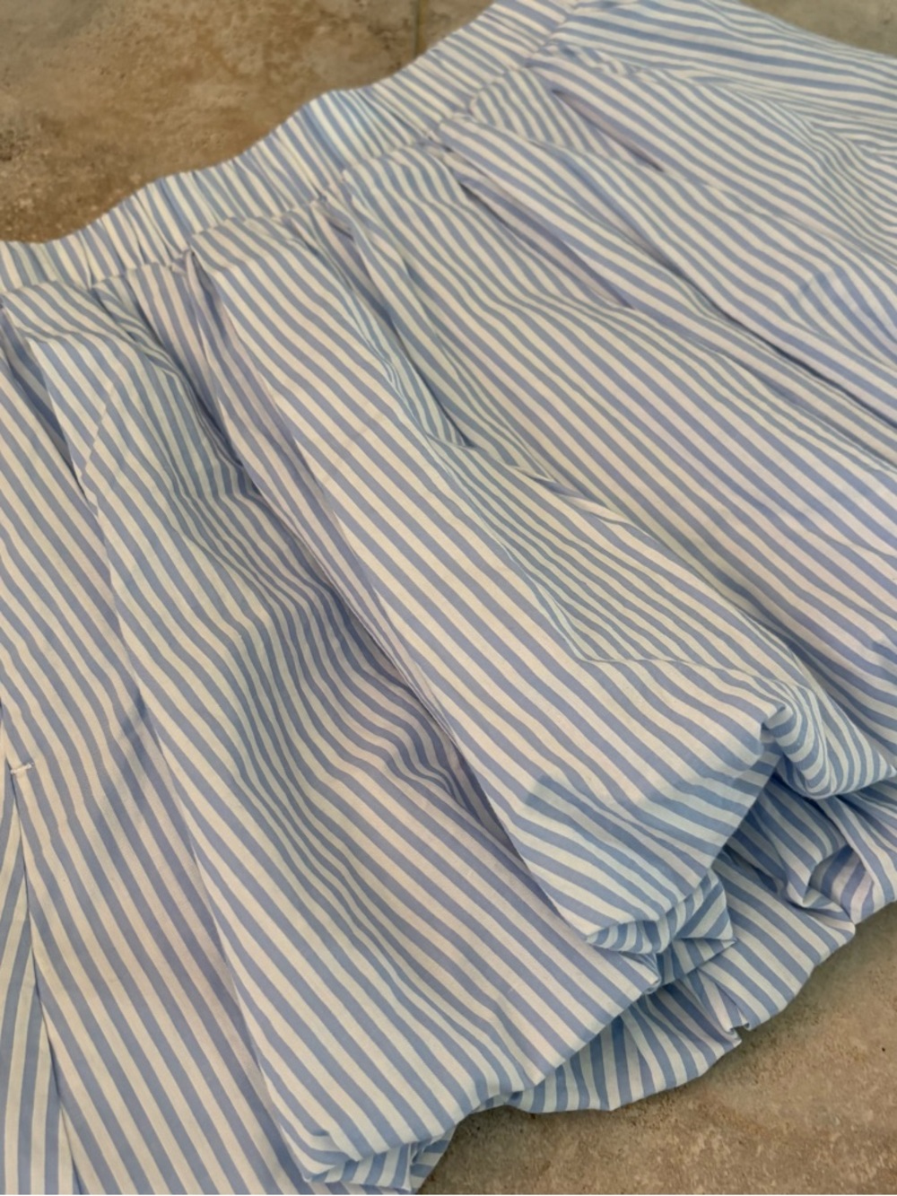 Poplin Bubble Skirt White Blue Old Navy Women’s XS Lined Striped Elastic Cotton - Picture 2 of 8